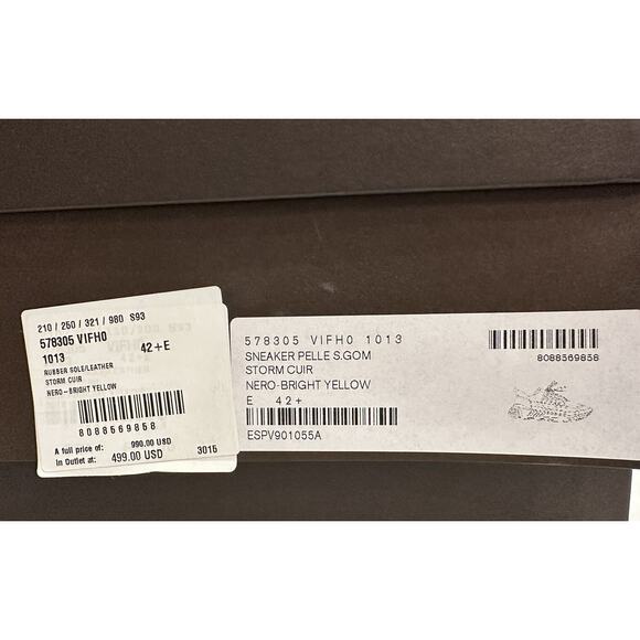 Bottega Veneta Mens Leather Black/Yellow Sneakers 9.5 US 578305 1013 NIB $950 main image 4